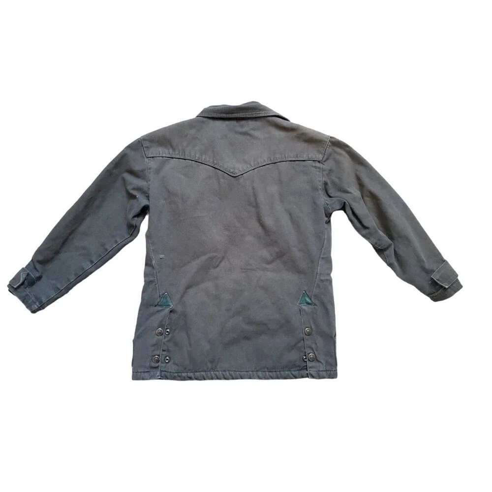 Powder River Outfitter Jacket Youth Large Green Canvas Barn Chore Coat Kid Lined